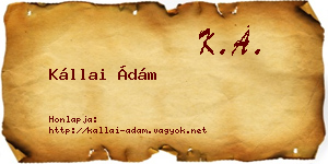 Kállai Ádám névjegykártya